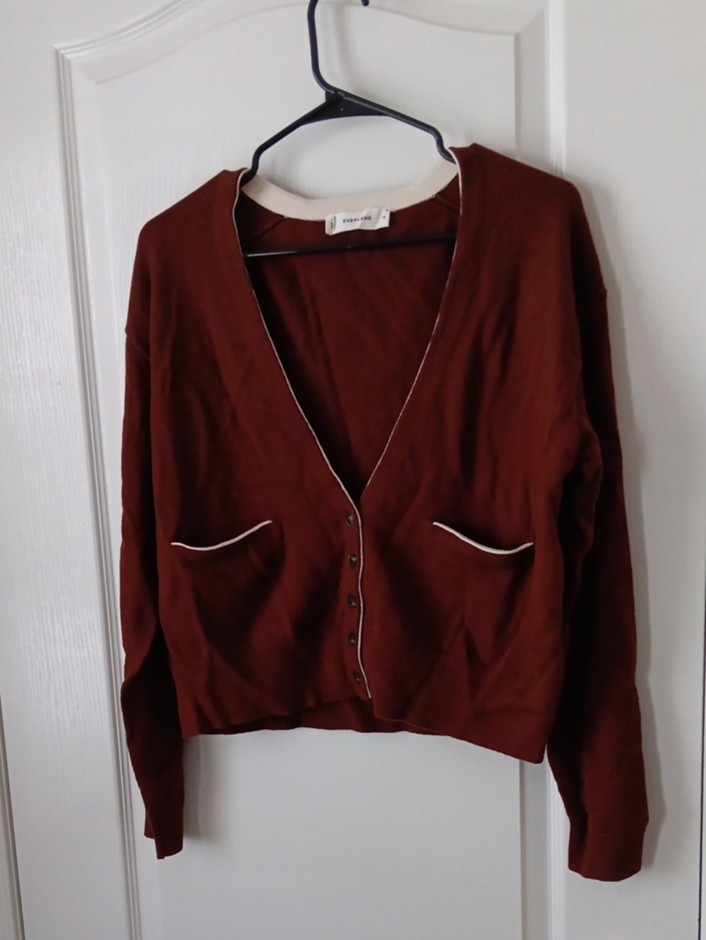 Everlane Women's Deep Brown V-Neck Button Cardigan